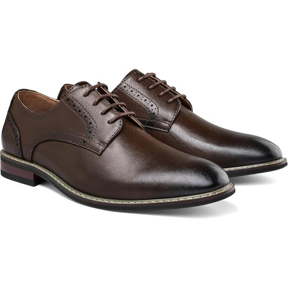 Men\'s Dark Brown Shoes Formal Classic Business Lace up Oxford Shoes Wide Width main image 4